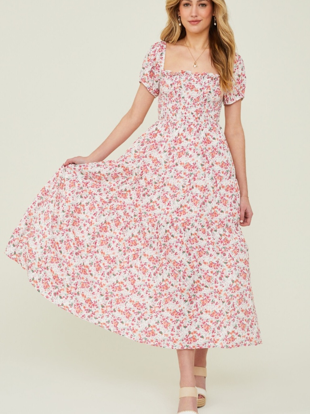 [Size M] Altar'd State Monica Smocked Midi Dress